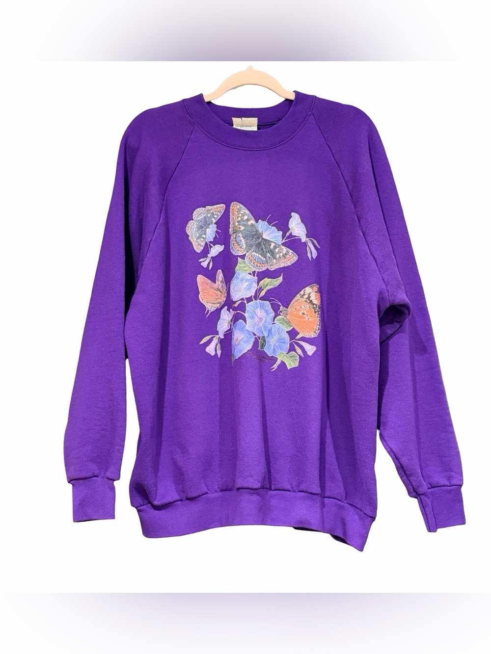 Vintage 90’s Butterflies And Flowers Morning Glory Sweatshirt Fairycore Nature